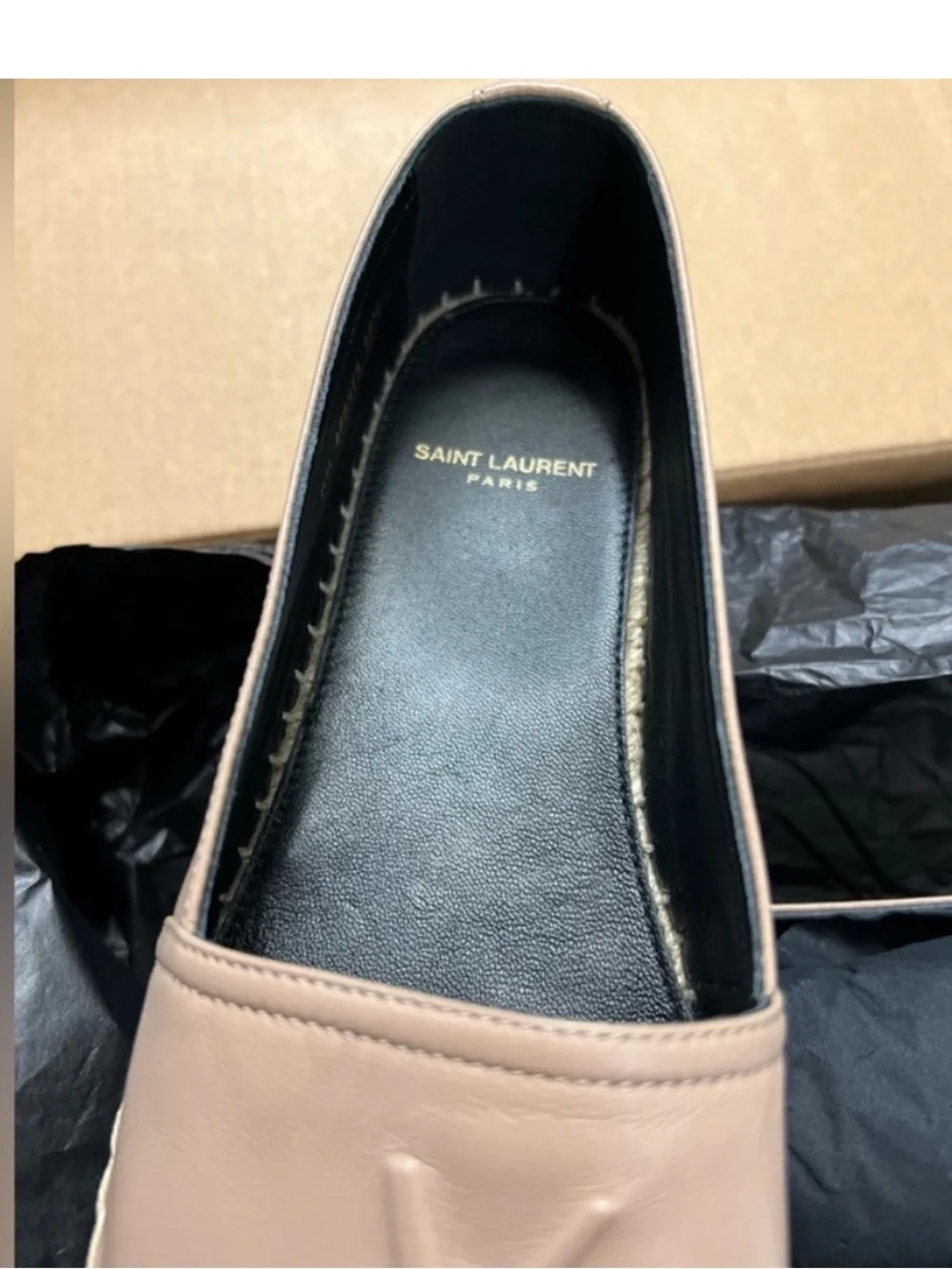 YSL Leather Monogram Espadrilles Flats NEW